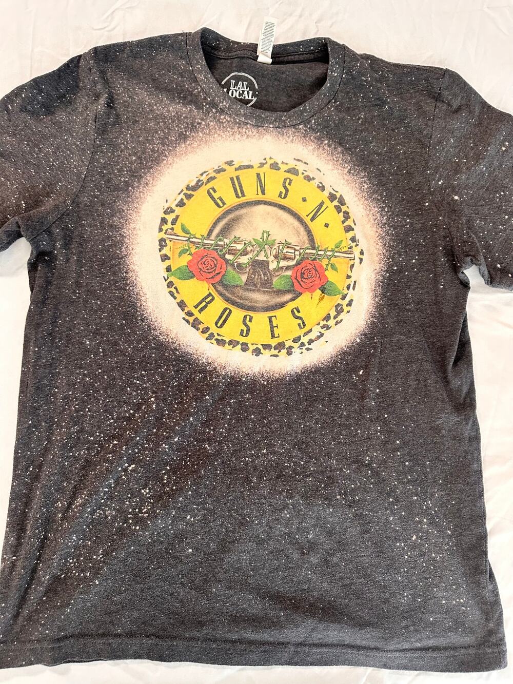 Guns N Roses Graphic Tee L Bleach Splatter Distressed Grunge Band Shirt